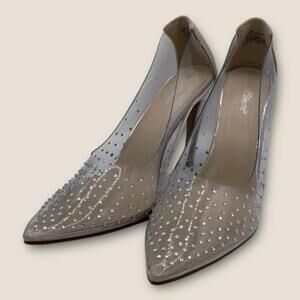Torta Caliente Women’s Clear PVC Rhinestone Pointed Toe Stiletto Heels Size 8M